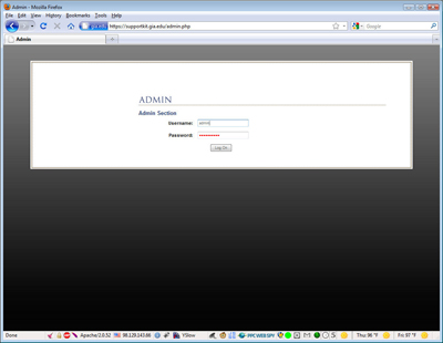 GIA Admin Login Screen