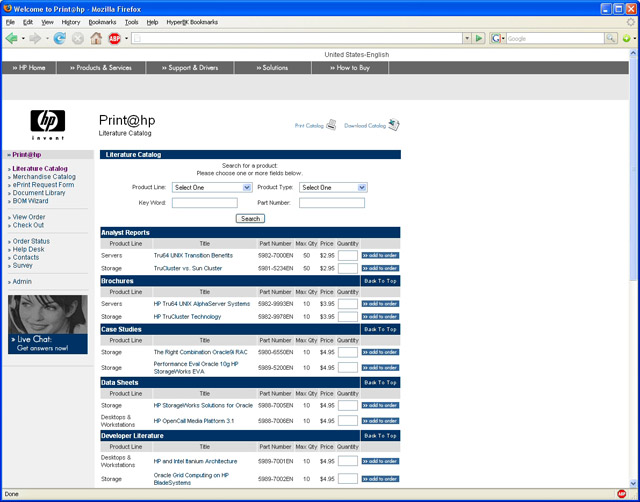 Print@hp Collateral Ordering System