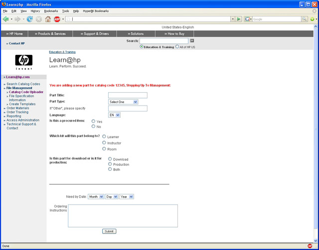 HP Learning & Development Training Materials Management and Delivery System